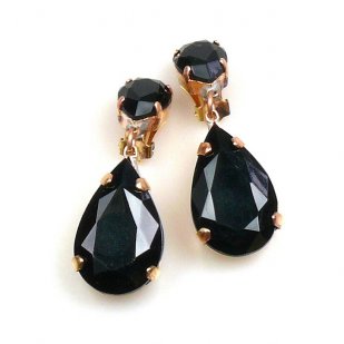 Pears Earrings Clips ~ Black