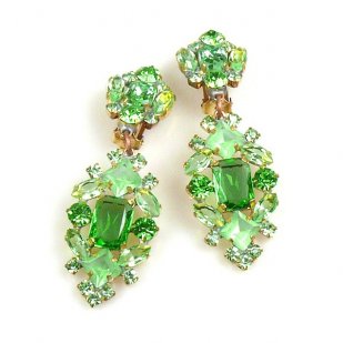 Fatal Passion Earrings Clips-on ~ Peridot Green