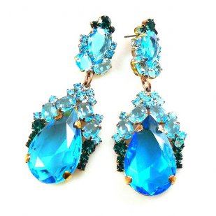 Iris Earrings Pierced ~ Extra Aqua Emerald