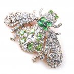 Bumblebee Brooch ~ Clear Crystal Green