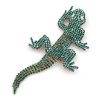 Extra Large Lizard Gecko Brooch ~ Emerald