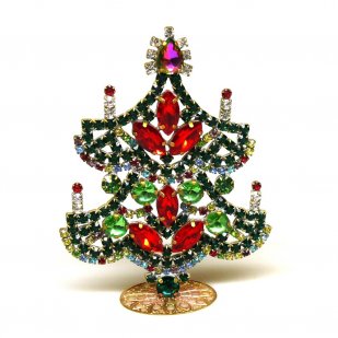 Multicolor Standing Xmas Tree Decoration 12cm ~ #05*