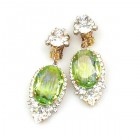 Ovals Clips-on Earrings ~ Crystal Silver Lime