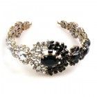 Aztec Sun Headband Tiara ~ Clear Crystal and Black