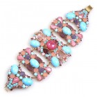 One More Time Bracelet ~ Old Rose Tones with Opaque Aqua