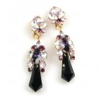 Theia Earrings Clips ~ Black Clear Purple