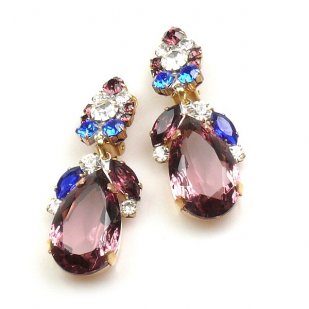 Fountain Clips-on Earrings ~ Colors with Purple