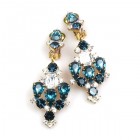 Fatal Kiss Earrings Clips-on ~ Montana Blue Clear Crystal