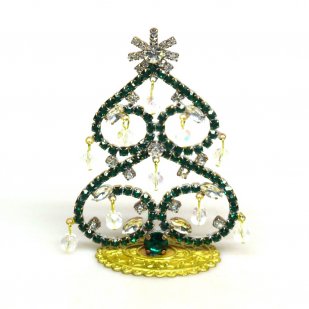Hearts Standing Xmas Tree with Beads 10cm ~ Emerald Clear*