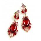 Mythique Earrings for Pierced Ears ~ Pink Tones and Red
