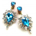 Lioness Earrings Clips ~ Clear with Aqua*
