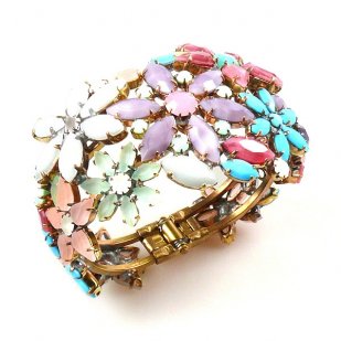 True Love ~ Clamper Bracelet with Flowers ~ Opaque Tones