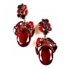 Fiore Pierced Earrings ~ Ruby Red