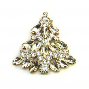 Xmas Tree Brooch #10 ~ Clear Crystal*