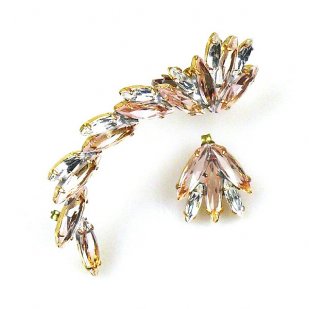 Twist ~ Asymmetric Earrings for Pierced Ears ~ Rose Clear (R)