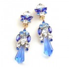 Theia Earrings Clips ~ Sapphire Blue and Clear