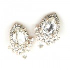 Paris Charm Clips Earrings ~ Clear Crystal