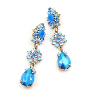 Magic Flowers Earrings Pierced ~ Extra Blue
