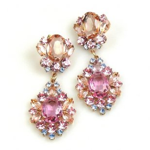 Aztec Sun Earrings Pierced ~ Pink Old Rose