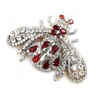 Bumblebee Brooch ~ Clear Crystal Red