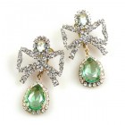 Bows Earrings Clips ~ Peridot Green