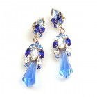 Theia Earrings Pierced ~ Sapphire Blue and Clear