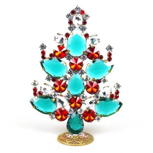 2021 Xmas Tree Decoration 14cm Pears ~ Emerald Red Clear