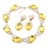 Fountain Necklace and Earrings ~ Clear Crystal with Yellow