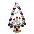 Tree with Three Candles Decoration 17cm ~ Extra Purple with Pink