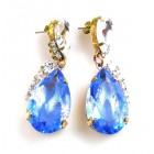 Drops Earrings #2 Pierced ~ Clear with Silver Sapphire