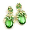 Extra Elipse Earrings Long Pierced ~ Green with Yellow