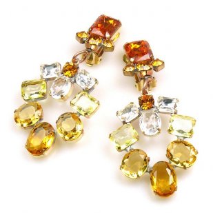 Xia Earrings Clips ~ Yellow Topaz