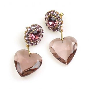 Hearts ~ Purple Dangling Valentine Earrings for Pierced Ears