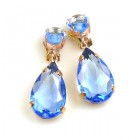 Pears Earrings Clips ~ Sapphire Blue