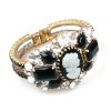 Cameo Clamper Bracelet ~ Black with Clear Crystal