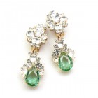 Timeless Clips on Earrings ~ Crystal with Green