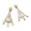 Long Dangling Earrings Clips-on ~ Clear Crystal