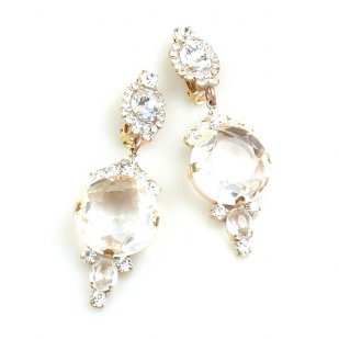 Taj Mahal Earrings Clips ~ Clear Crystal