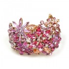 True Love ~ Clamper Bracelet with Flowers ~ Pink