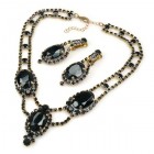 Black Velvet Necklace with Earrings