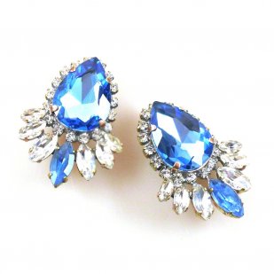 Paris Charm Earrings Clips ~ Sapphire Clear*