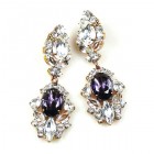 Crystal Gate Pierced Earrings ~ Silver Purple