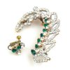 Galadriel Cuffs Asymmetric Earrings ~ Clear with Emerald