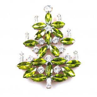 Xmas Tree Brooch #15 ~ Olive Clear*