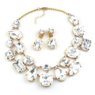 Dainty Delights Necklace with Earrings ~ Clear Crystal