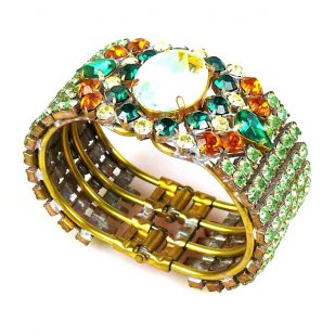 Sunnydance Clamper Bracelet ~ Green with Opaque Mint