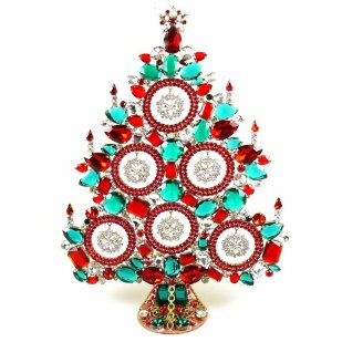 13 Inches Giant Xmas Tree with Snowflakes ~ Red Emerald Clear