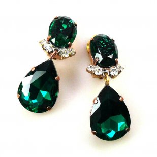 Effervescence Earrings Clips ~ Emerald*