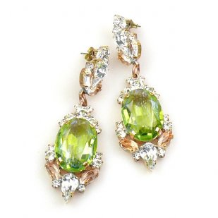 Mythique Earrings for Pierced Ears ~ Crystal Silver Lime