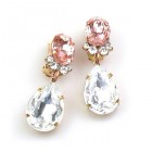 Effervescence Earrings with Clips ~ Clear Crystal Pink